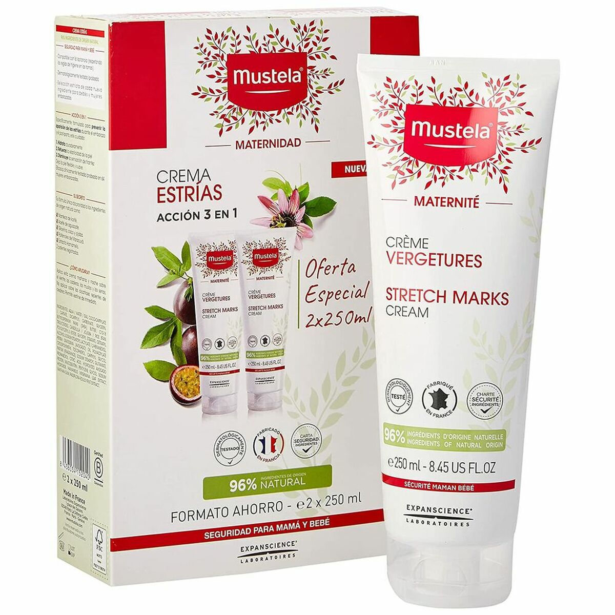 Anti-Stretch Mark Cream Mustela 48623 3-in-1 (2 x 250 ml)-0