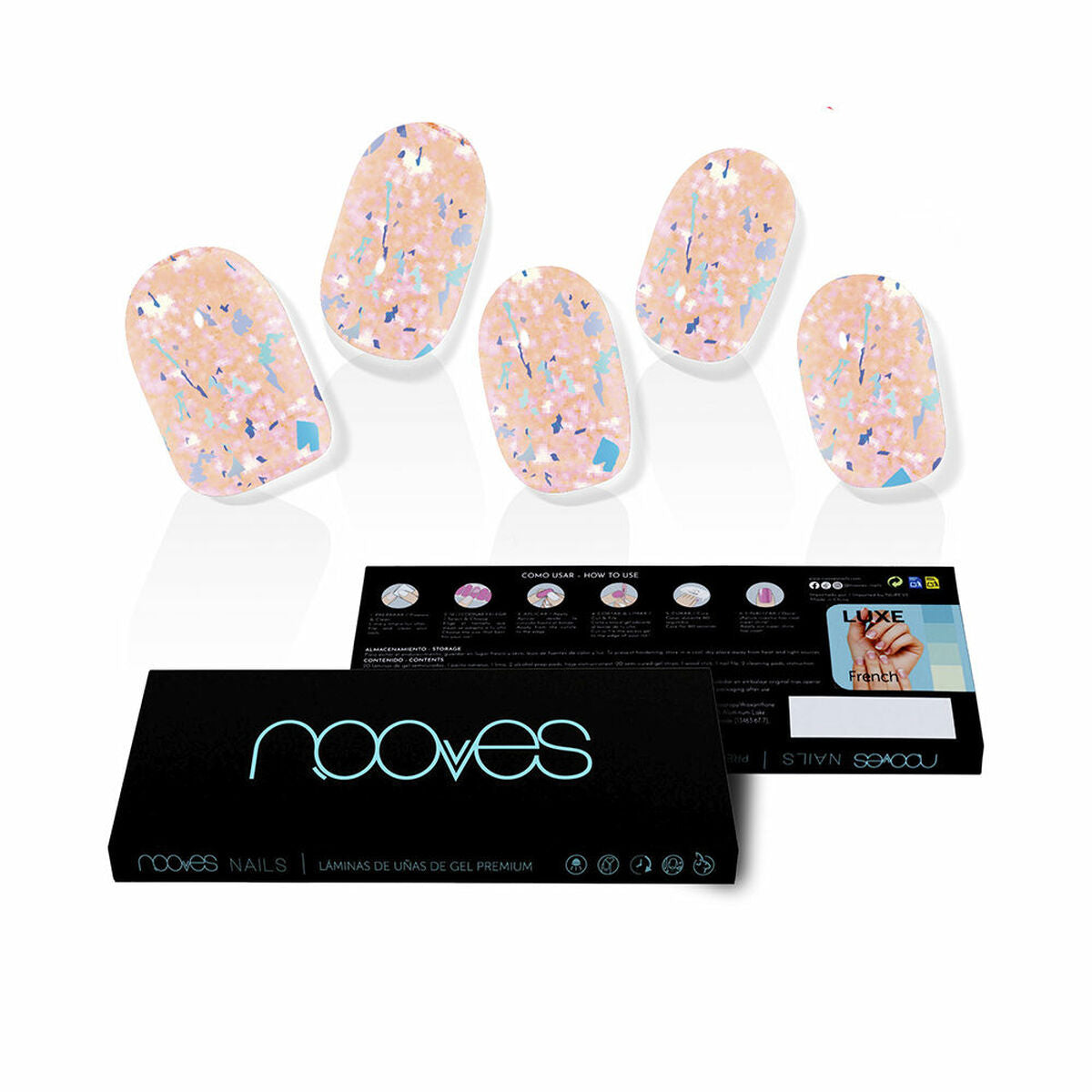 Uñas postizas Nooves Peach Galettes Gel Autoadhesivas metal-0