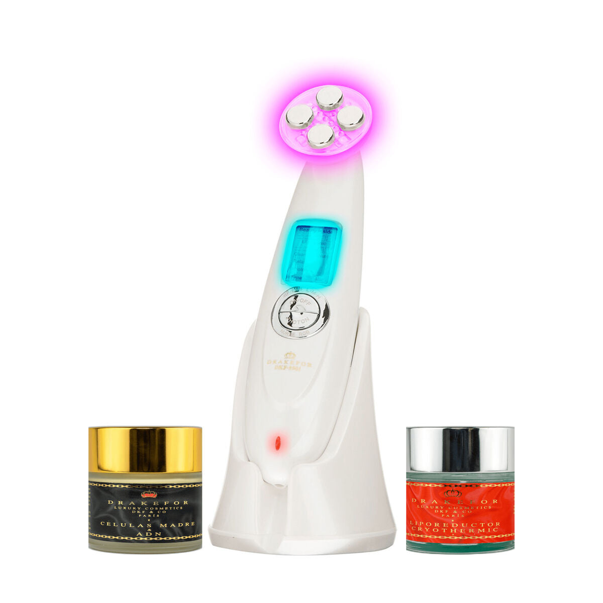 Gesichtsmassagegerät mit Radiofrequenz, Phototherapie und Elektrostimulation Drakefor 9901 Weiß 3 Stück-2