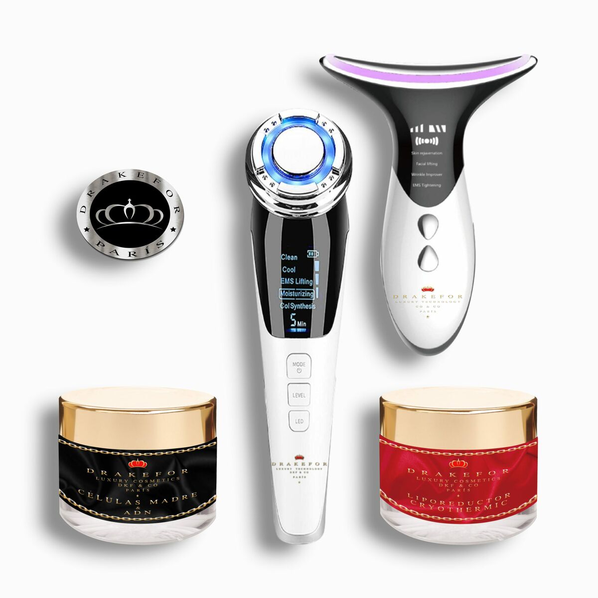 Gesichtsmassagegerät mit Radiofrequenz, Phototherapie und Elektrostimulation Drakefor QLINIQ DUPLO 4 Stück-3