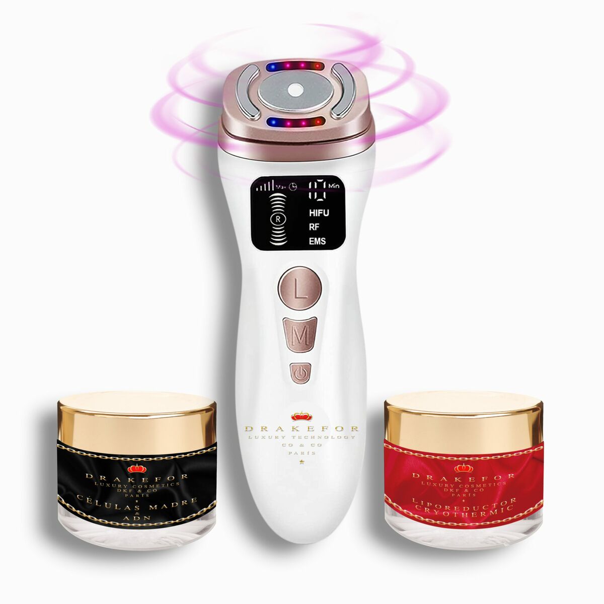 Tratament de intinerire Drakefor MINI HIFU RF LIGHT TERAPY HOME Ultrasunete alb 3 buc-0