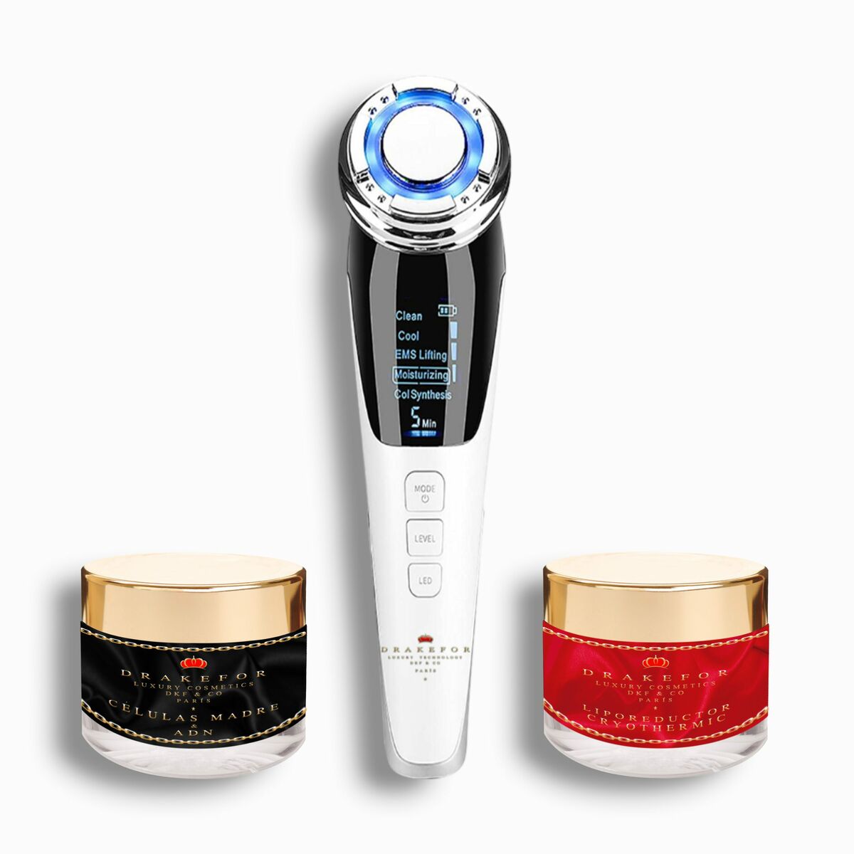 Gesichtsmassagegerät mit Radiofrequenz, Phototherapie und Elektrostimulation Drakefor QLINIQ A Weiß 3 Stück-0