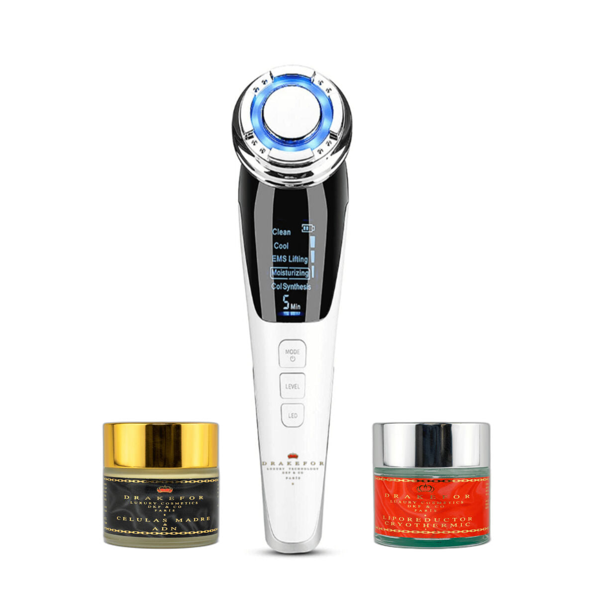 Gesichtsmassagegerät mit Radiofrequenz, Phototherapie und Elektrostimulation Drakefor QLINIQ A Weiß 3 Stück-3