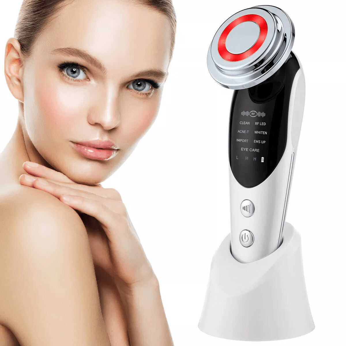 Gesichtsmassagegerät mit Radiofrequenz, Phototherapie und Elektrostimulation Drakefor QLINIQ A Weiß 3 Stück-2