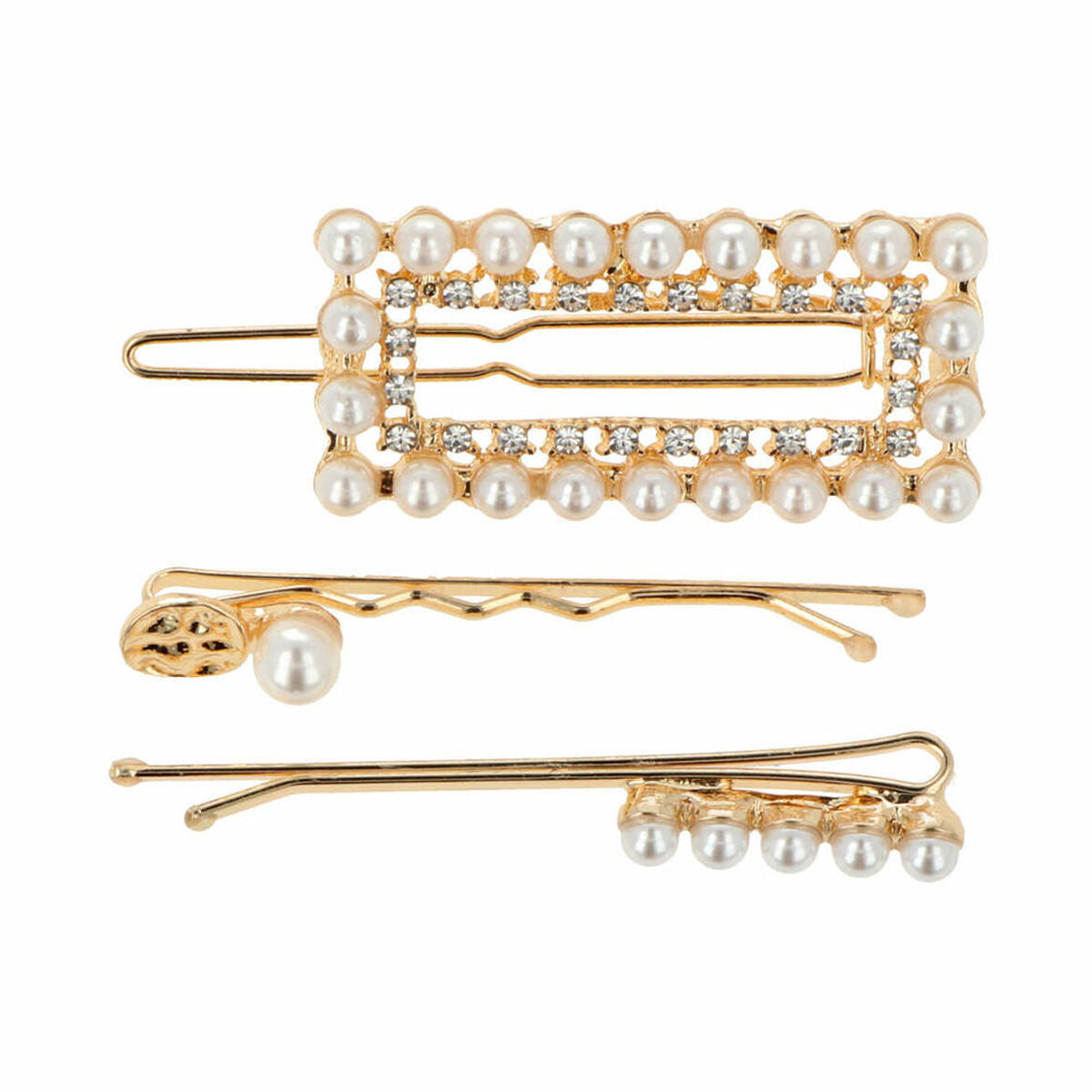 Forcine per chignon Inca Perline dorate 3 pezzi-0