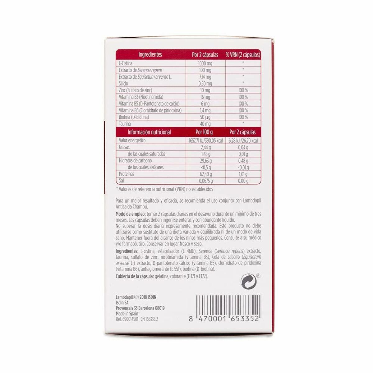 Capsules Isdin Lambdapil Anti-Hair Loss Treatment (60 uds)-1