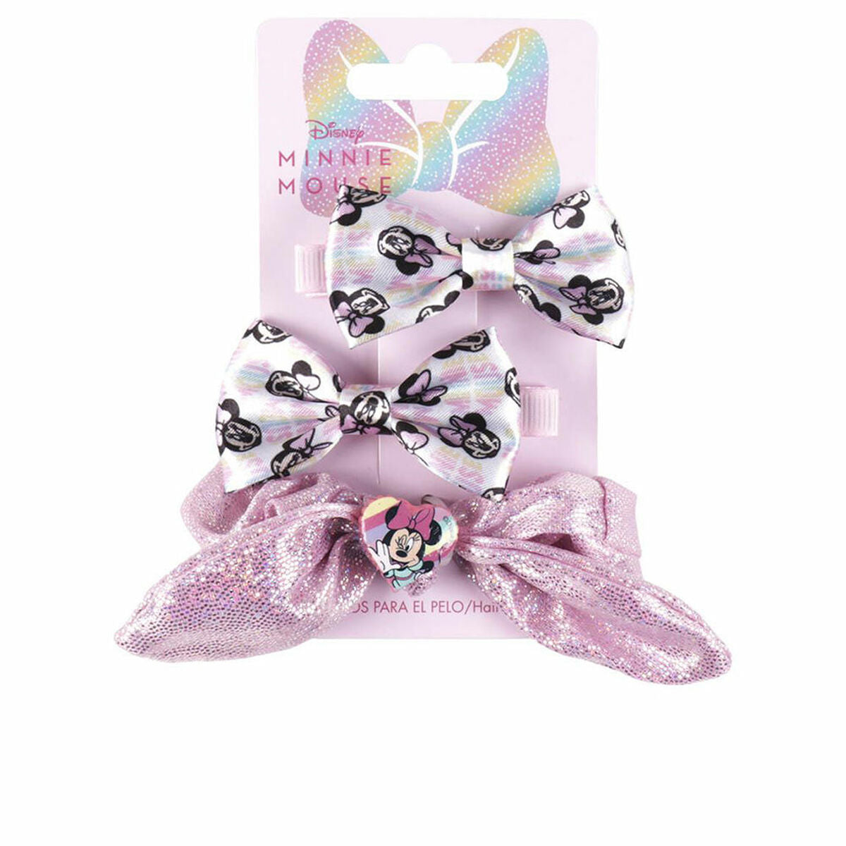 Fermagli per capelli Disney Set lazo rosa Minnie Mouse (3 pezzi)-0