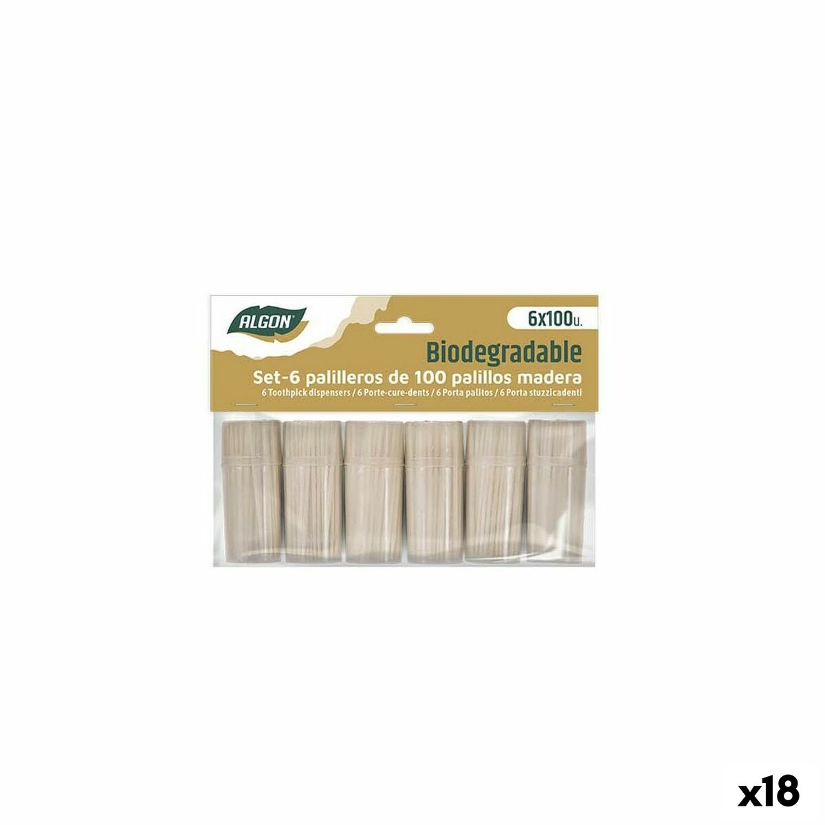Tooth Picks Algon Wood 600 Pieces (18 Units)-0