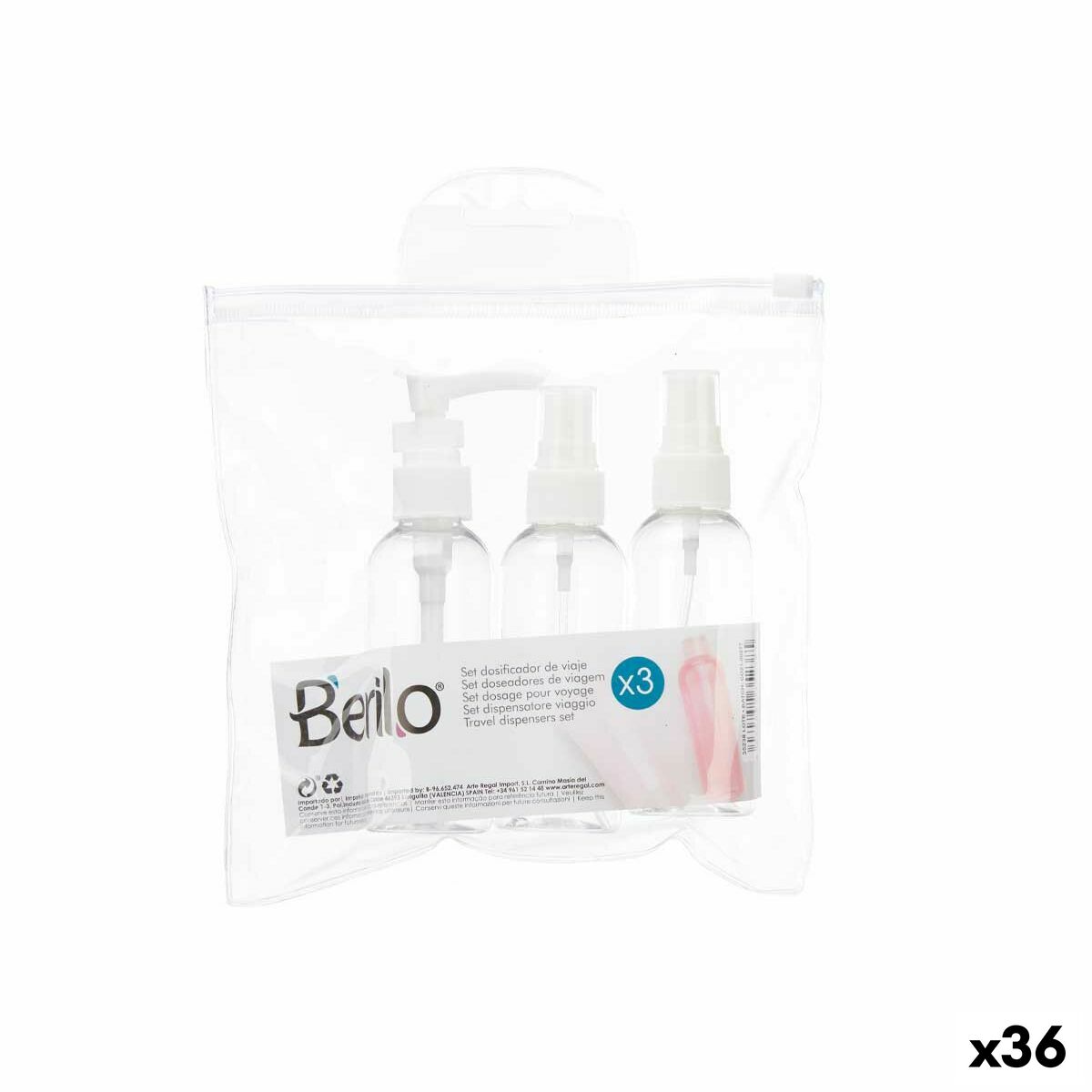 Travel Set Transparent White Plastic (36 Units)-0