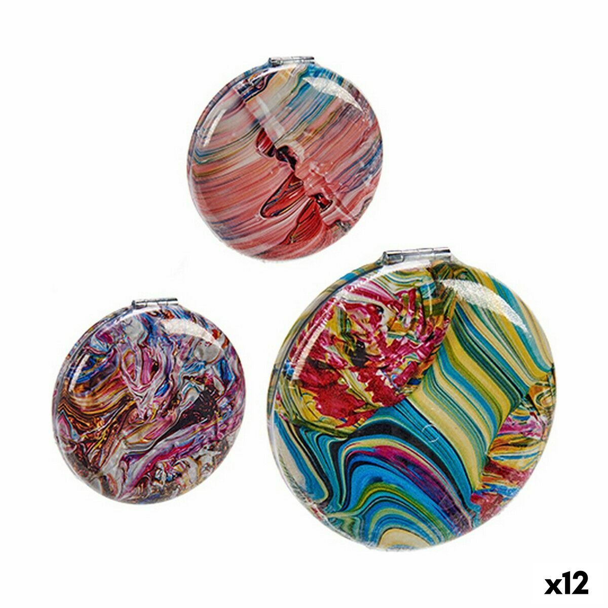 Pocket Mirror Crystal Plastic 8 x 2,4 x 8 cm (12 Units)-0