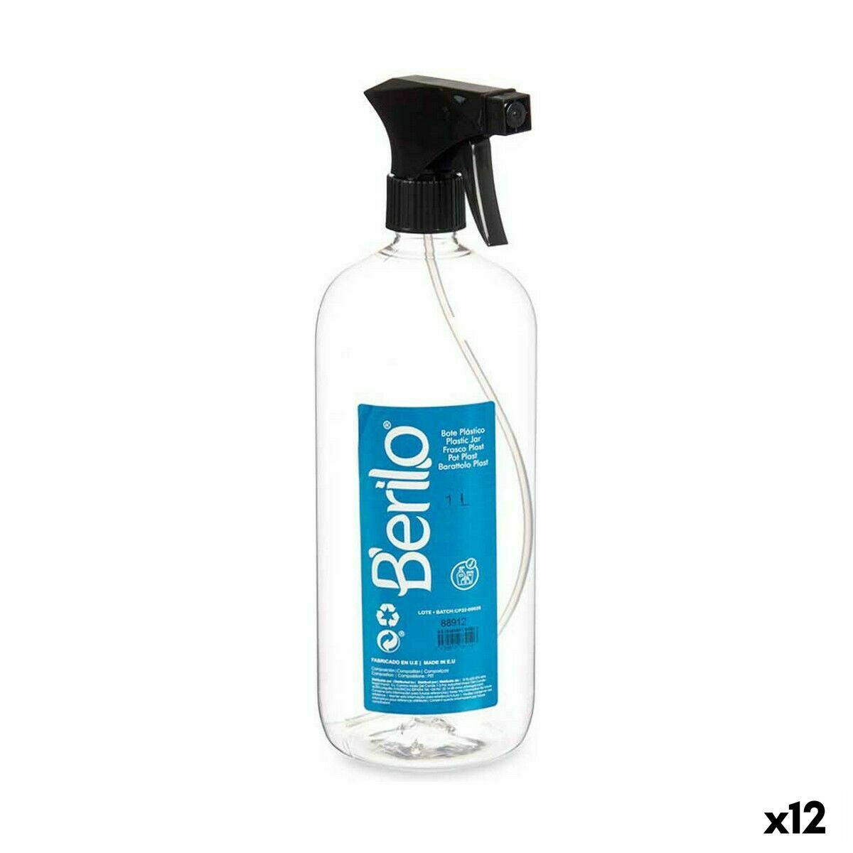 Atomiser Bottle Black Transparent Plastic 1 L (12 Units)-0