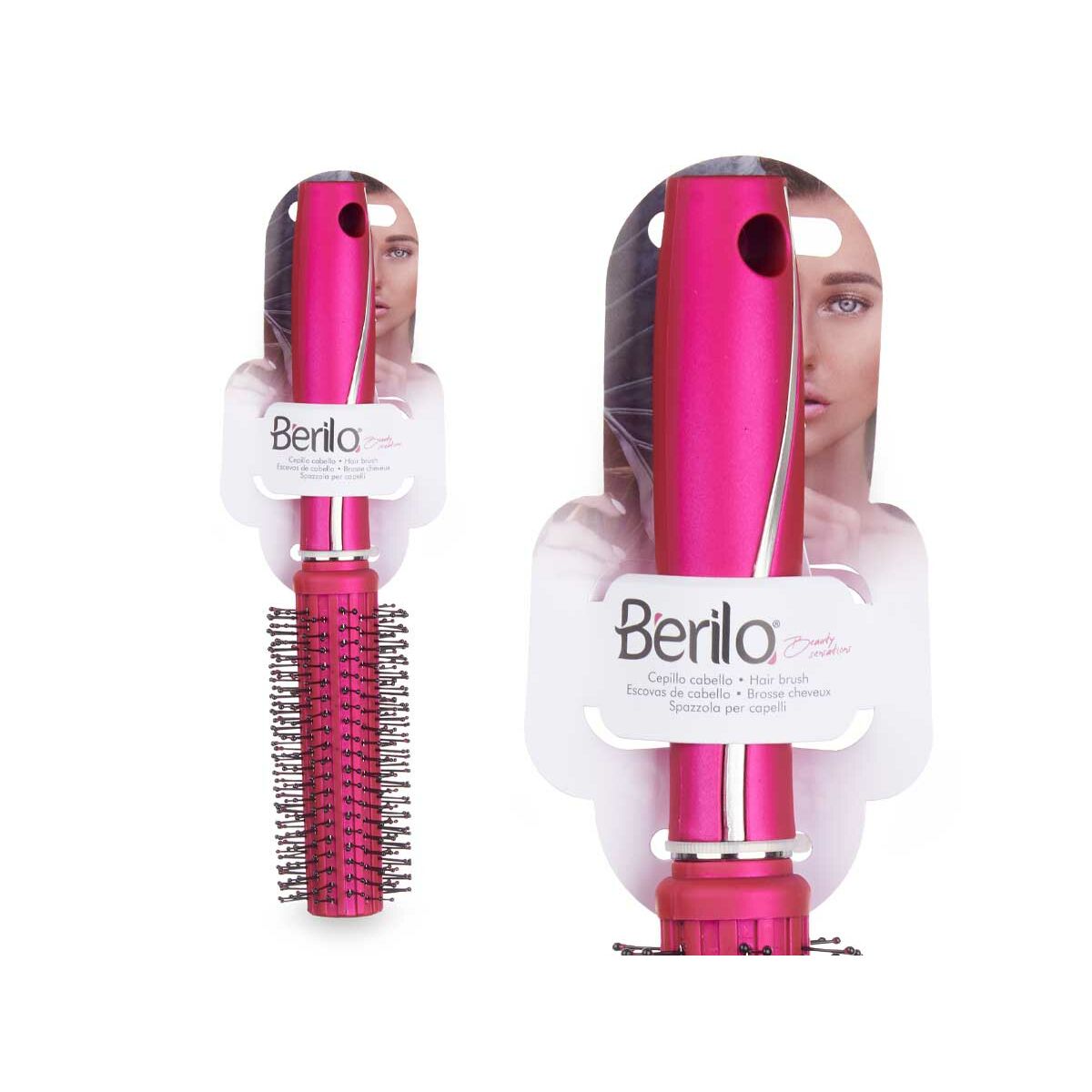 Round Brush Fuchsia Silicone Plastic (12 Units)-2