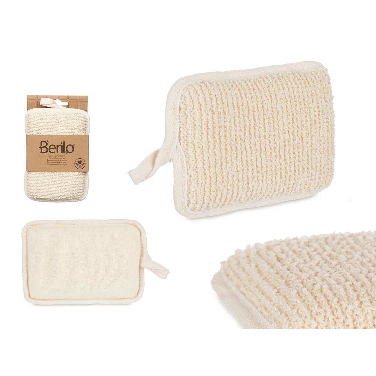 Éponge Corporelle Berilo B7081-6 Blanc Beige 11 x 16,5 x 2 cm (12 Utés)-1