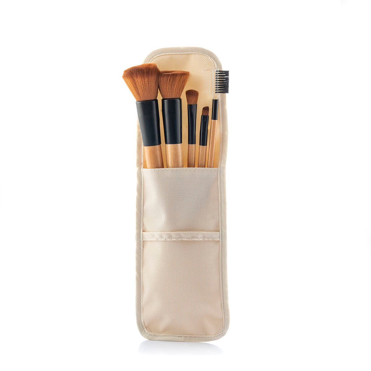 Set de Brochas de Maquillaje de Madera con Estuche de Transporte Miset InnovaGoods 5 Unidades-3