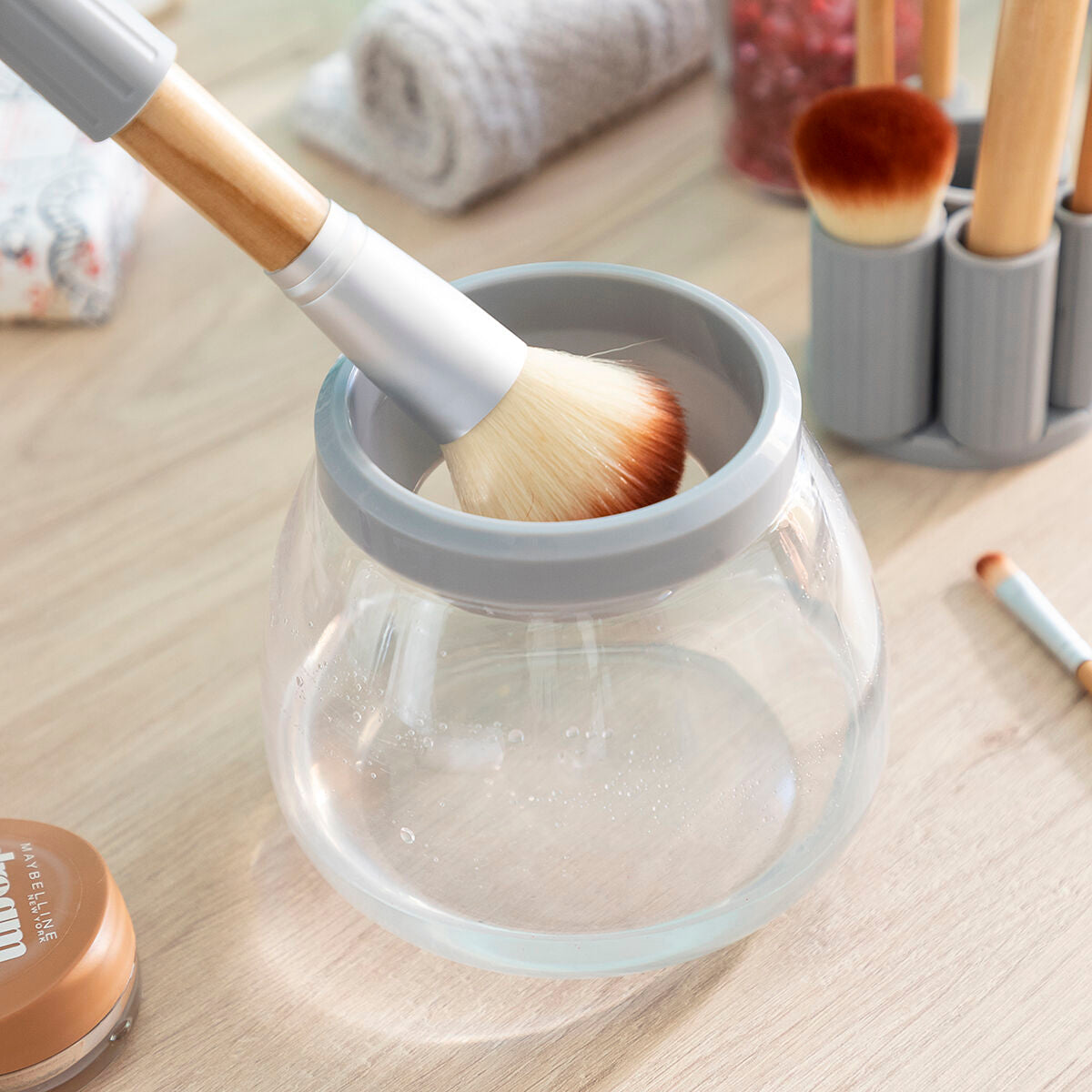 Pulitore e Asciuga pennelli da trucco automatico Maklin InnovaGoods-4