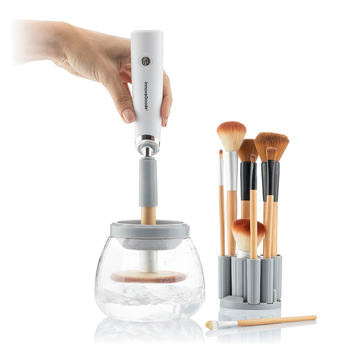 Pulitore e Asciuga pennelli da trucco automatico Maklin InnovaGoods-3