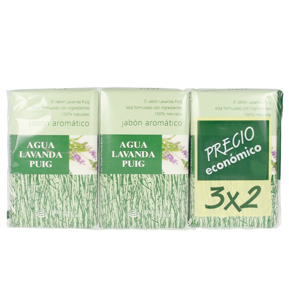 AGUA LAVANDA PUIG jabón 100% natural pack 3 x 125 gr - Cosmova