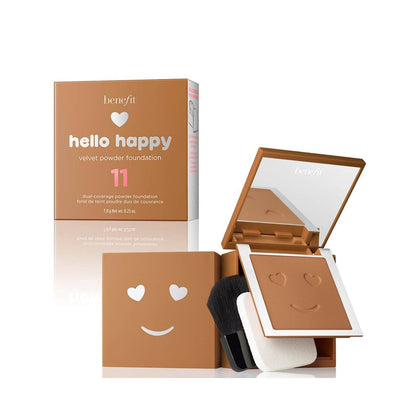 Benefit, Hello Happy Velvet, Finitura opaca, Fondotinta compatto, 11, Neutro scuro, 7 g