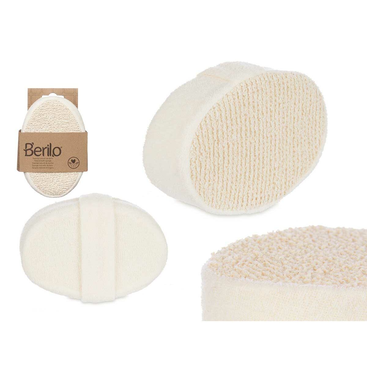 Éponge corporelle Berilo B7081-8 blanc beige 15 x 5 x 10 cm (12 unités)-1
