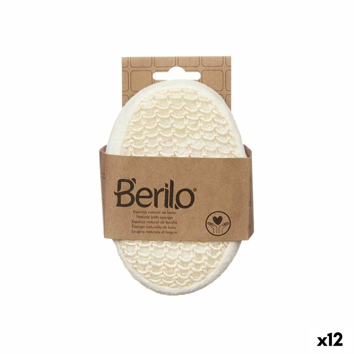 Body Sponge Berilo B7083-8 White Beige 11 x 15 x 5 cm (12 Units) - Cosmova