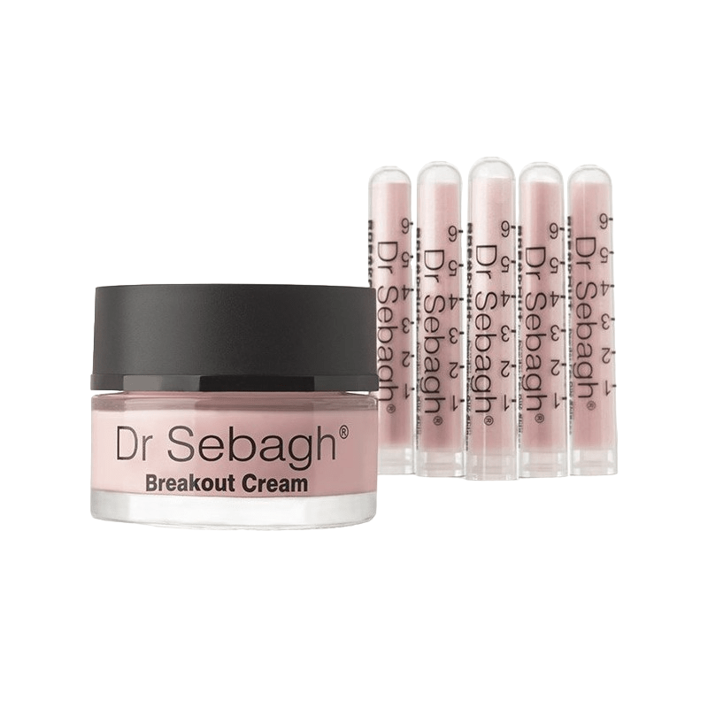 Breakout Set Dr Sebagh: Breakout, Anti-Acnee, Powder Tubes, 5 pcs, 1.95 g + Breakout, Calming, Day, Cream, For Face, 50 ml - Cosmova