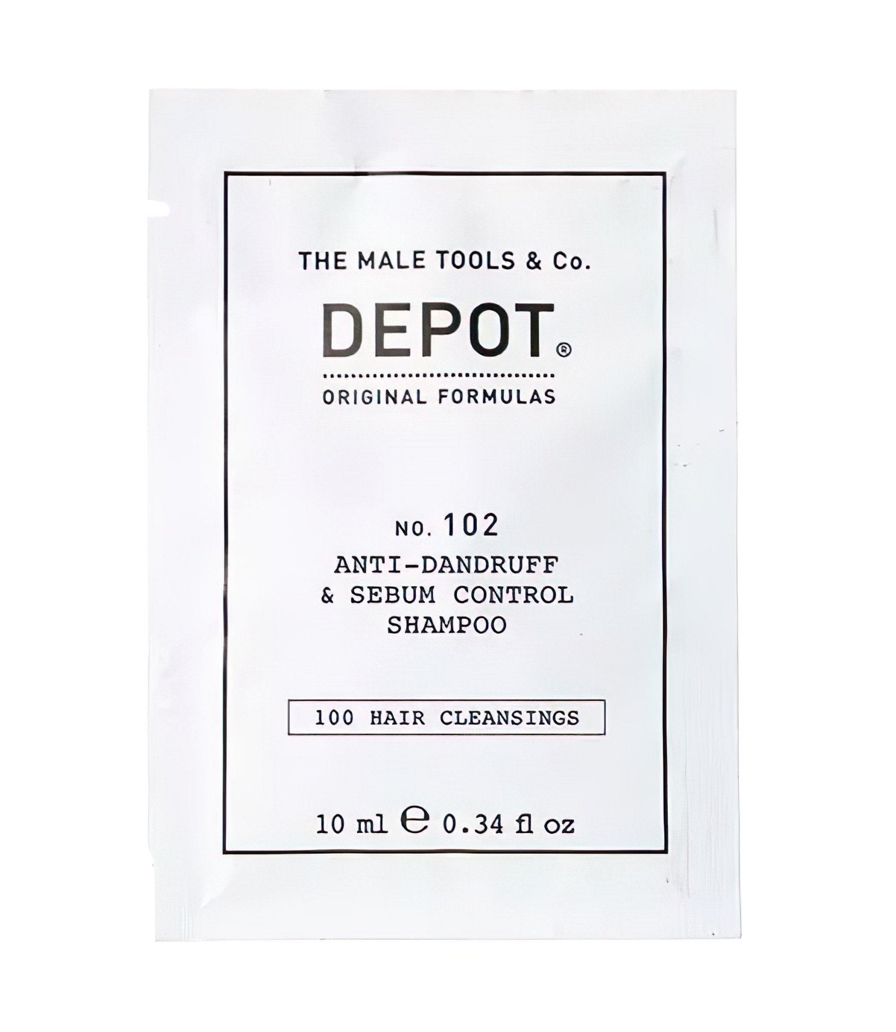 Depot, 100 Hair Cleansing No. 102, Complesso botanico, Shampoo per capelli, Antiforfora & controllo del sebo, 10 ml - Cosmova