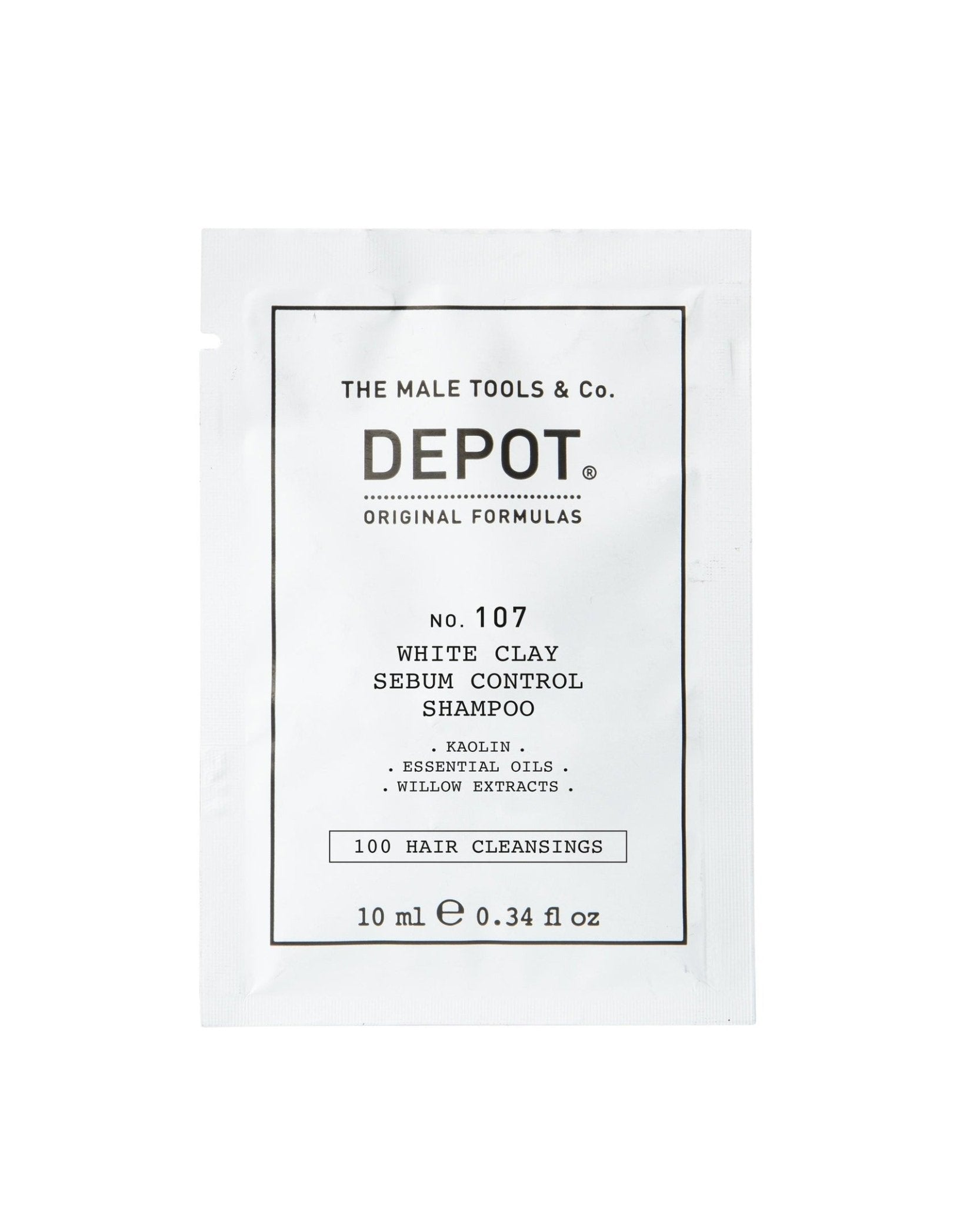 Depot, 100 Hair Cleansing No. 107, Caolino, Shampoo per capelli, Per la regolazione del sebo eccessivo, 10 ml - Cosmova