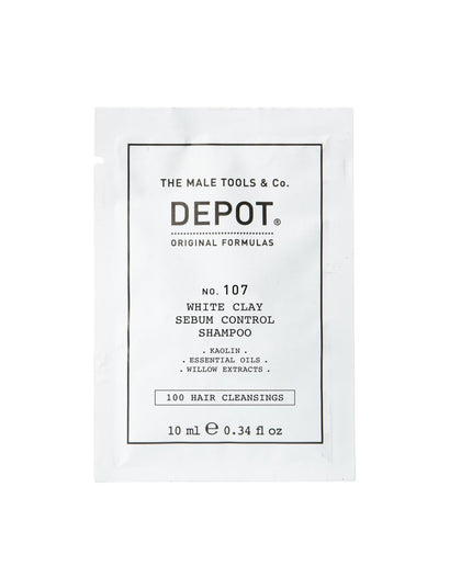 Depot, 100 Hair Cleansing No. 107, Caolino, Shampoo per capelli, Per la regolazione del sebo eccessivo, 10 ml