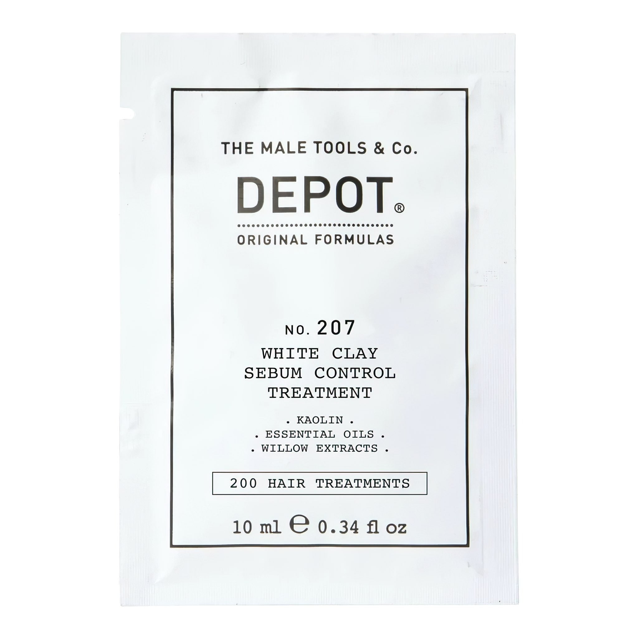 Depot, 200 Hair Treatments No. 207, Caolino, Maschera crema trattamento cuoio capelluto, Per la regolazione del sebo eccessivo, 10 ml - Cosmova