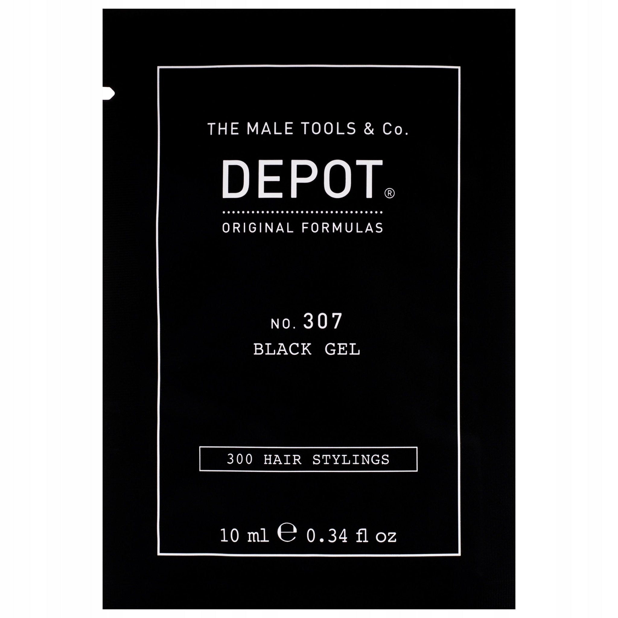 Depot, 300 Hair Stylings No. 307 Black, Complesso botanico, Gel per styling capelli, Copertura temporanea & volume, Tenuta media, 10 ml - Cosmova