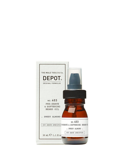 Depot, 400 Shave Specifics Nr. 403, Mandorla dolce, Ammorbidimento, Olio pre-rasatura, 30 ml