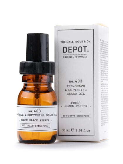 Depot, 400 Shave Specifics No. 403, Pepe nero fresco, Ammorbidimento, Olio pre-rasatura, 30 ml