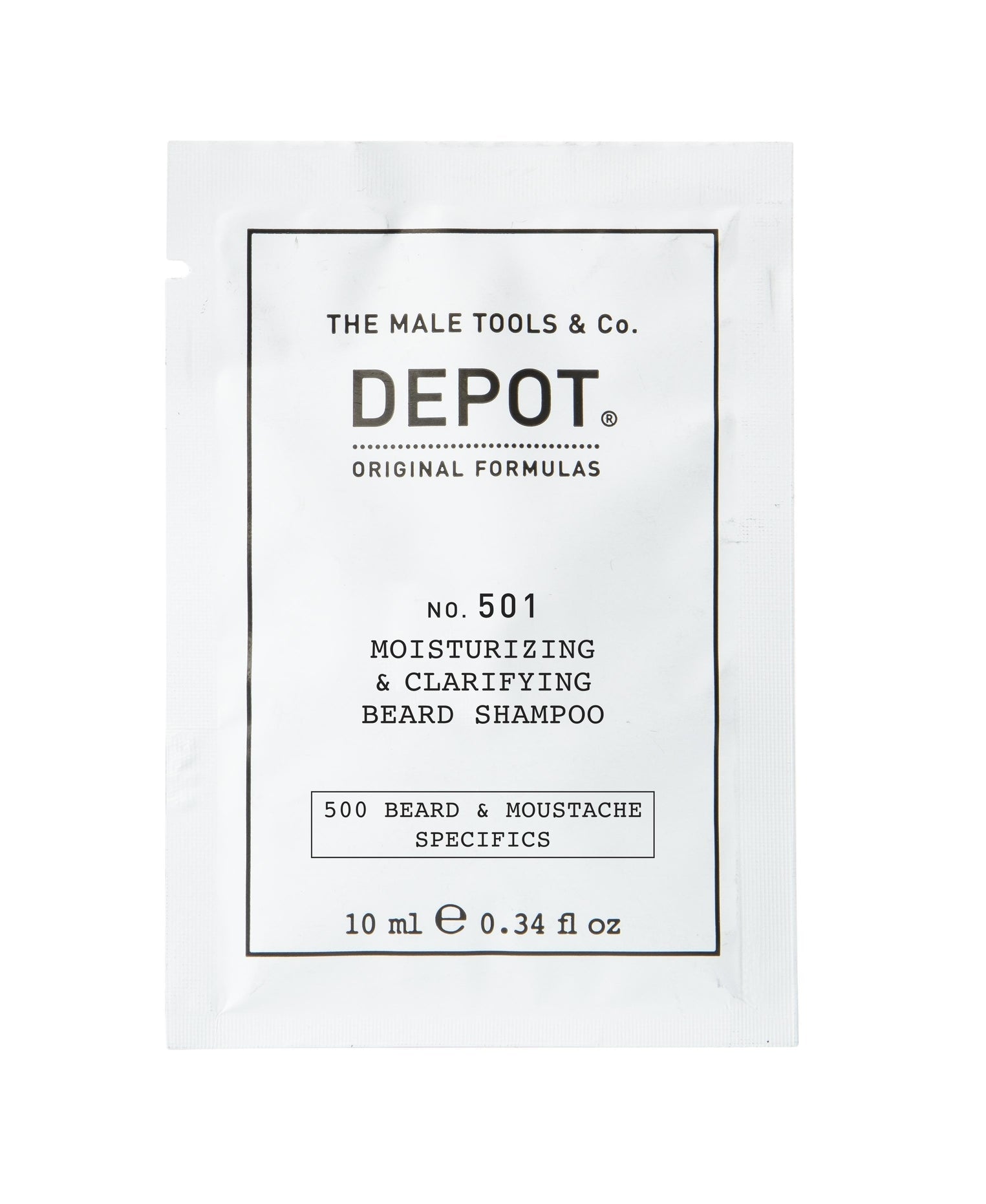Depot, 500 Beard & Mustache Specifics No. 501, Provitamina B5, Shampoo per barba, Idratante e chiarificante, 10 ml - Cosmova