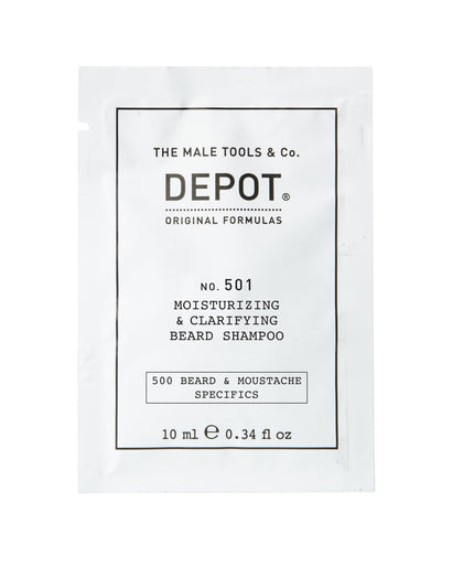 Depot, 500 Beard & Mustache Specifics No. 501, Provitamina B5, Shampoo per barba, Idratante e chiarificante, 10 ml