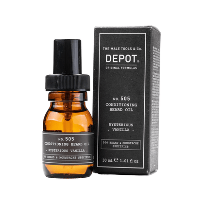 Depot, 500 Barba e baffi Specifics No. 505, Olio per barba, Vaniglia misteriosa, Vitamina E, Per lucentezza e morbidezza, 30 ml