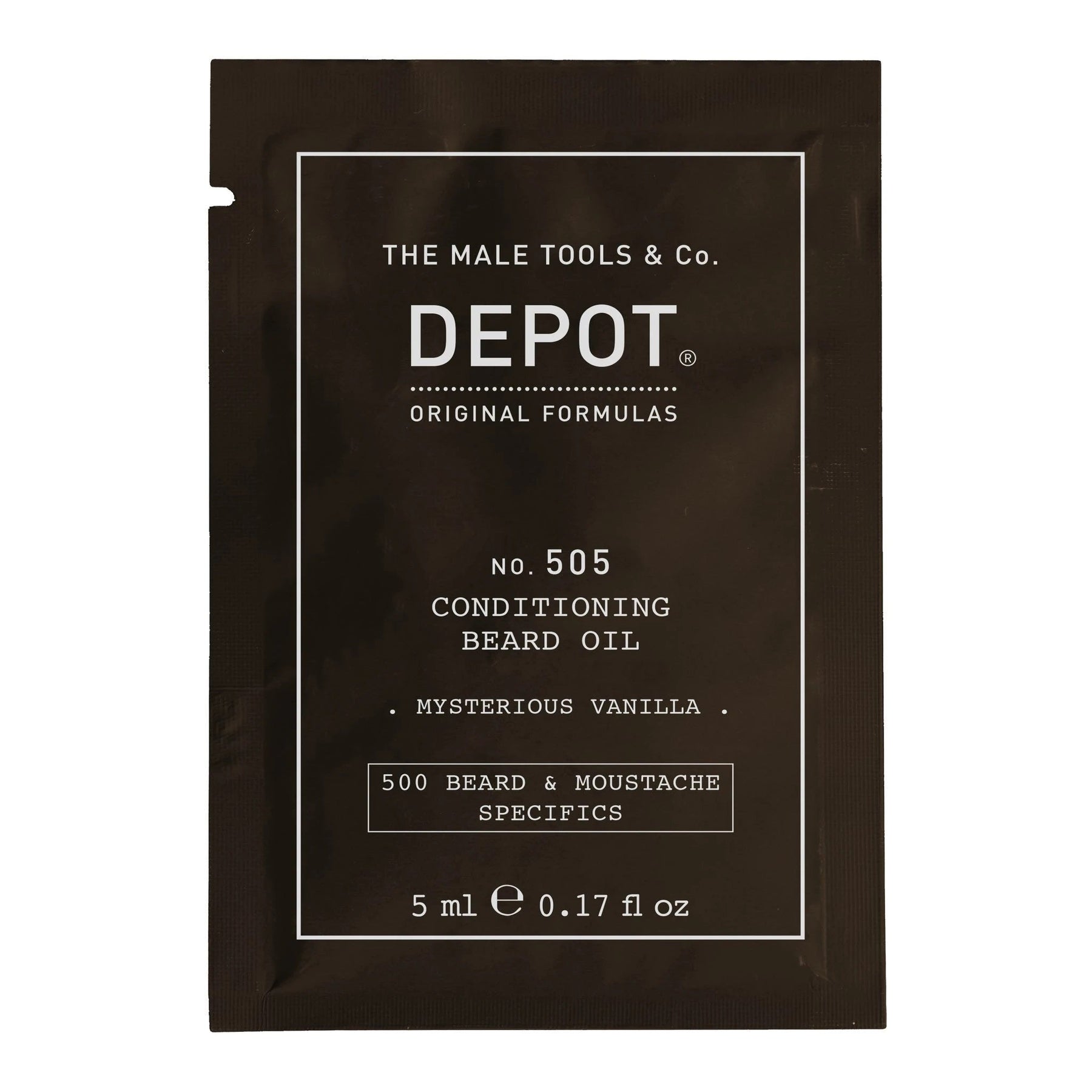 Depot, 500 Beard & Mustache Specifics No. 505, Olio per barba, Vaniglia misteriosa, Vitamina E, Per lucentezza e morbidezza, 5 ml - Cosmova