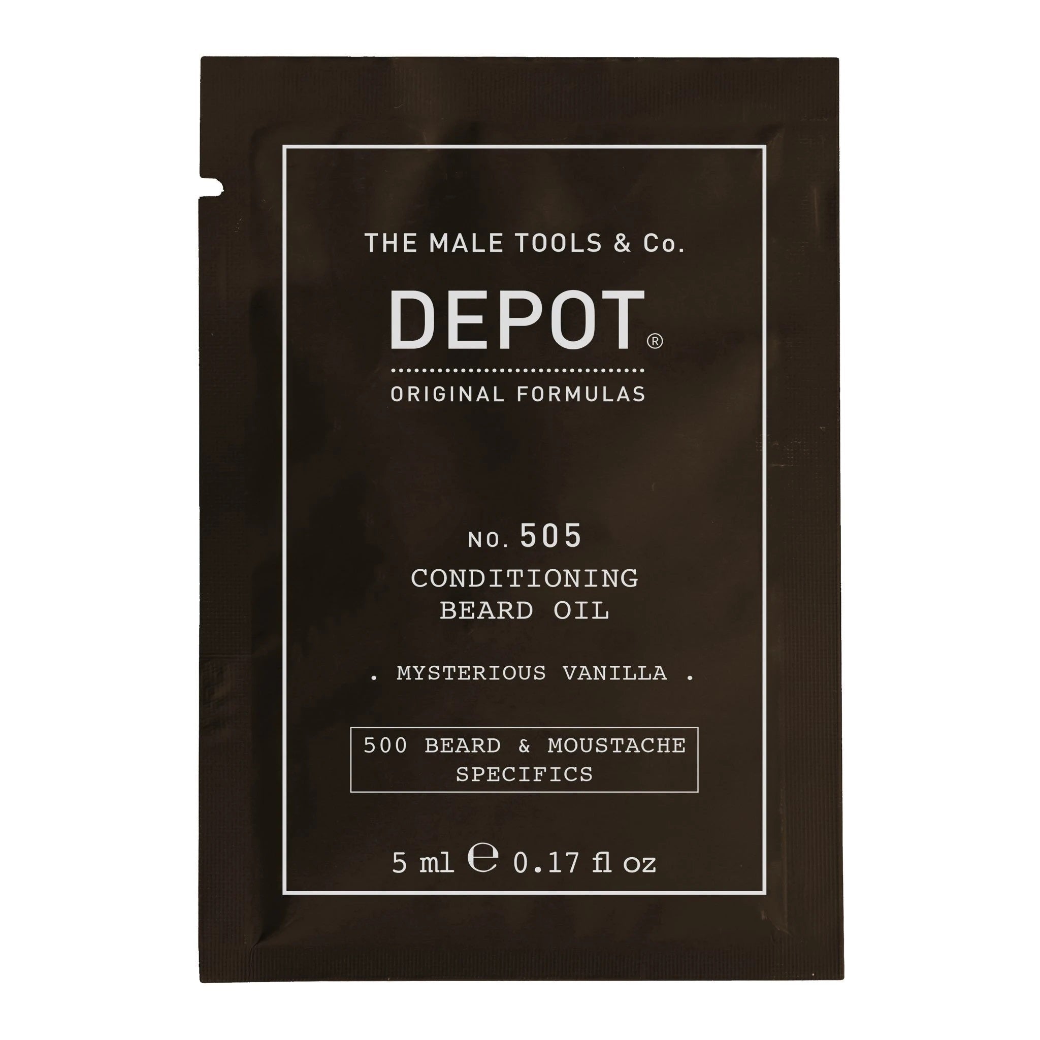 Depot, 500 Beard & Mustache Specifics No. 505, Olio per barba, Vaniglia misteriosa, Vitamina E, Per lucentezza e morbidezza, 5 ml - Cosmova