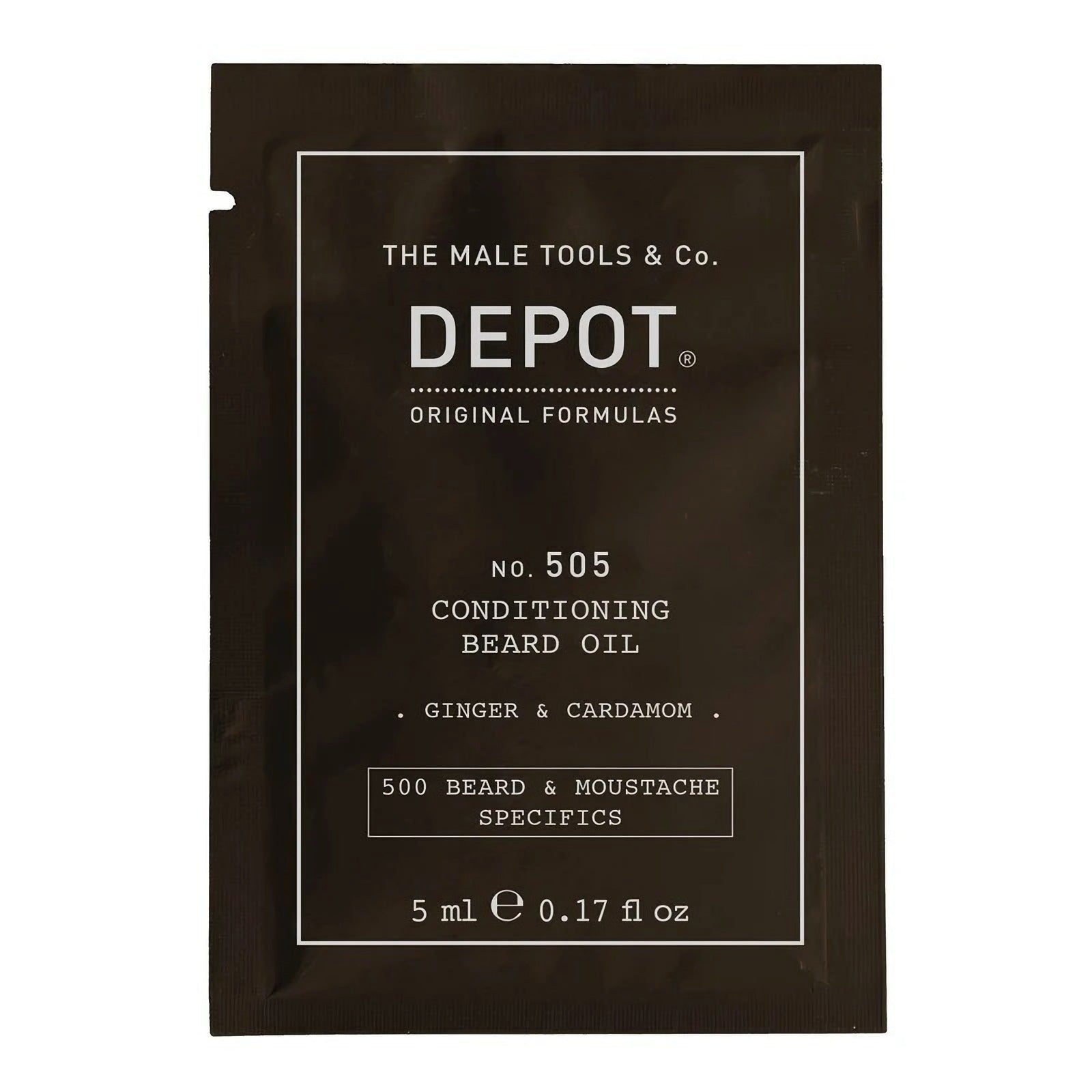 Depot, 500 Beard & Mustache Specifics No. 505, Olio per barba, Zenzero & Cardamomo, Per lucentezza e morbidezza, 5 ml - Cosmova