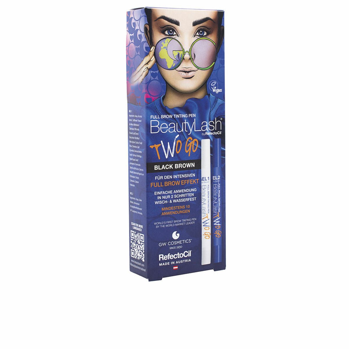 Vopsea pentru gene RefectoCil BeautyLash Two Go Black Brown 2 Bucuri-0