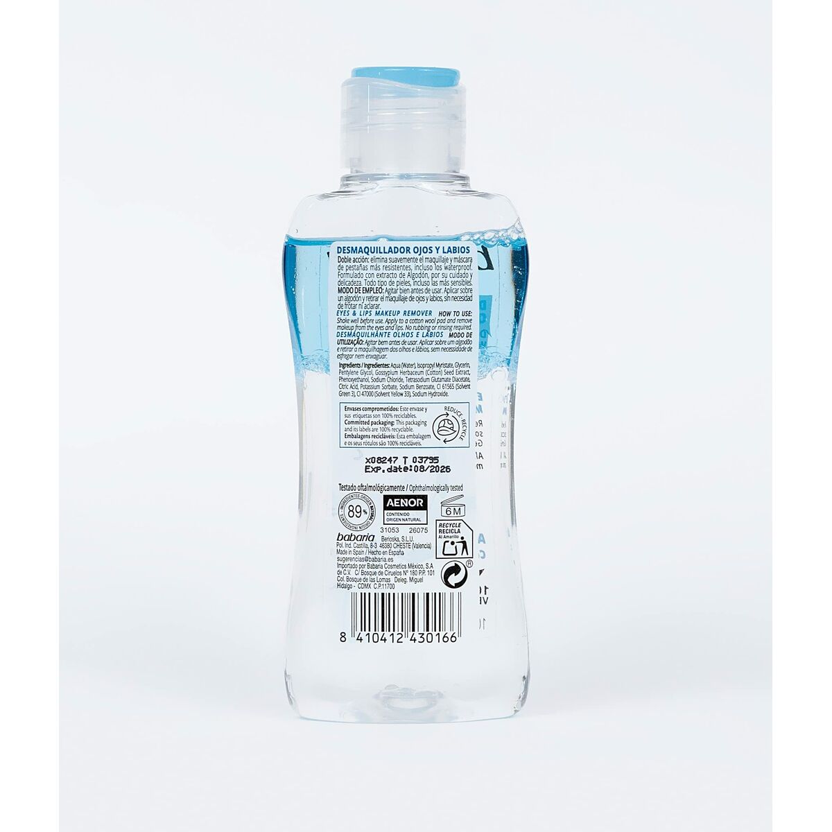 Facial Biphasic Makeup Remover Babaria Eyes Lips (100 ml) - Cosmova