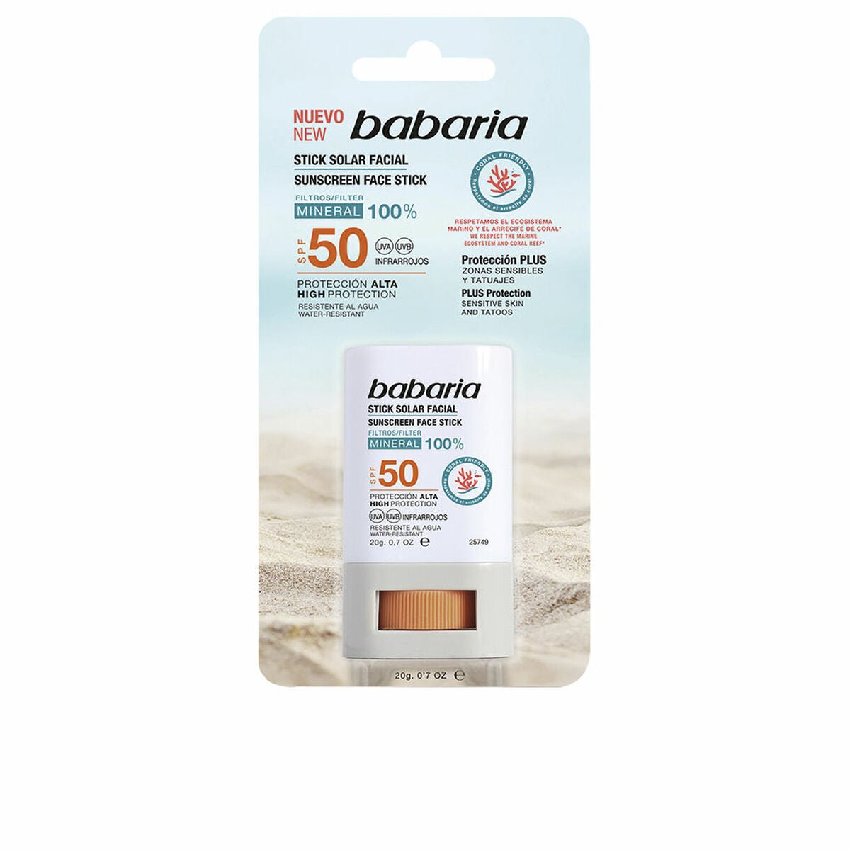Crema Solare Viso Babaria Solar Stick Viso Spf 50 20 g-0