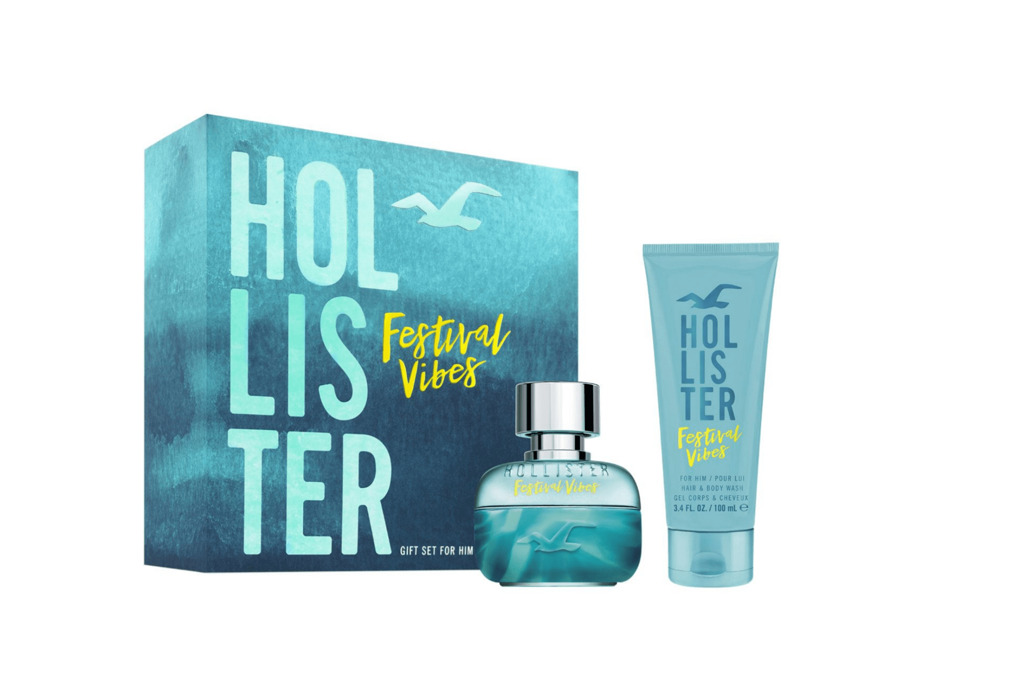 Festival Vibes Set Hollister: Festival Vibes, Shower Gel & Shampoo 2-In-1, 100 ml + Festival Vibes, Eau De Toilette, For Men, 50 ml - Cosmova