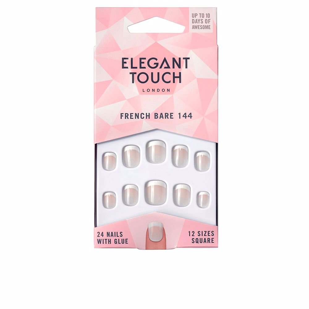 FRENCH bare nails with glue square 144-XS 24 u - Cosmova