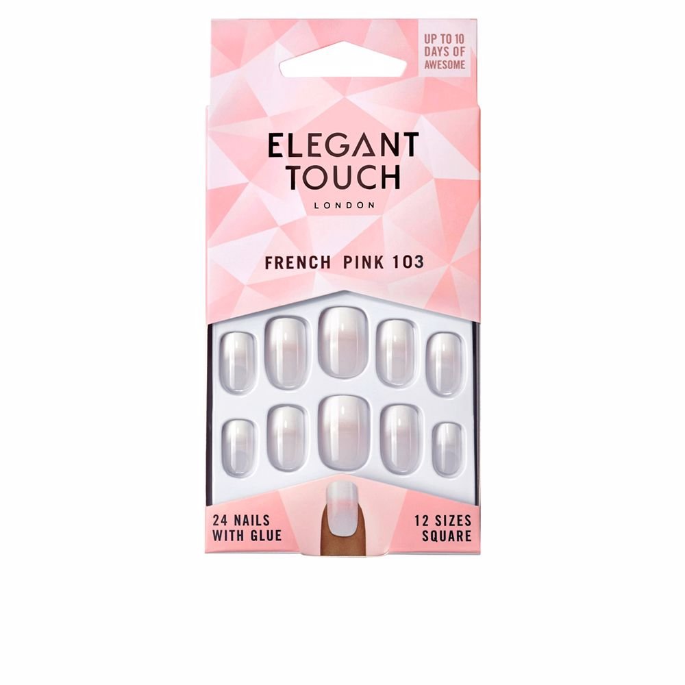 FRENCH pink nails with glue square 103-M 24 u - Cosmova