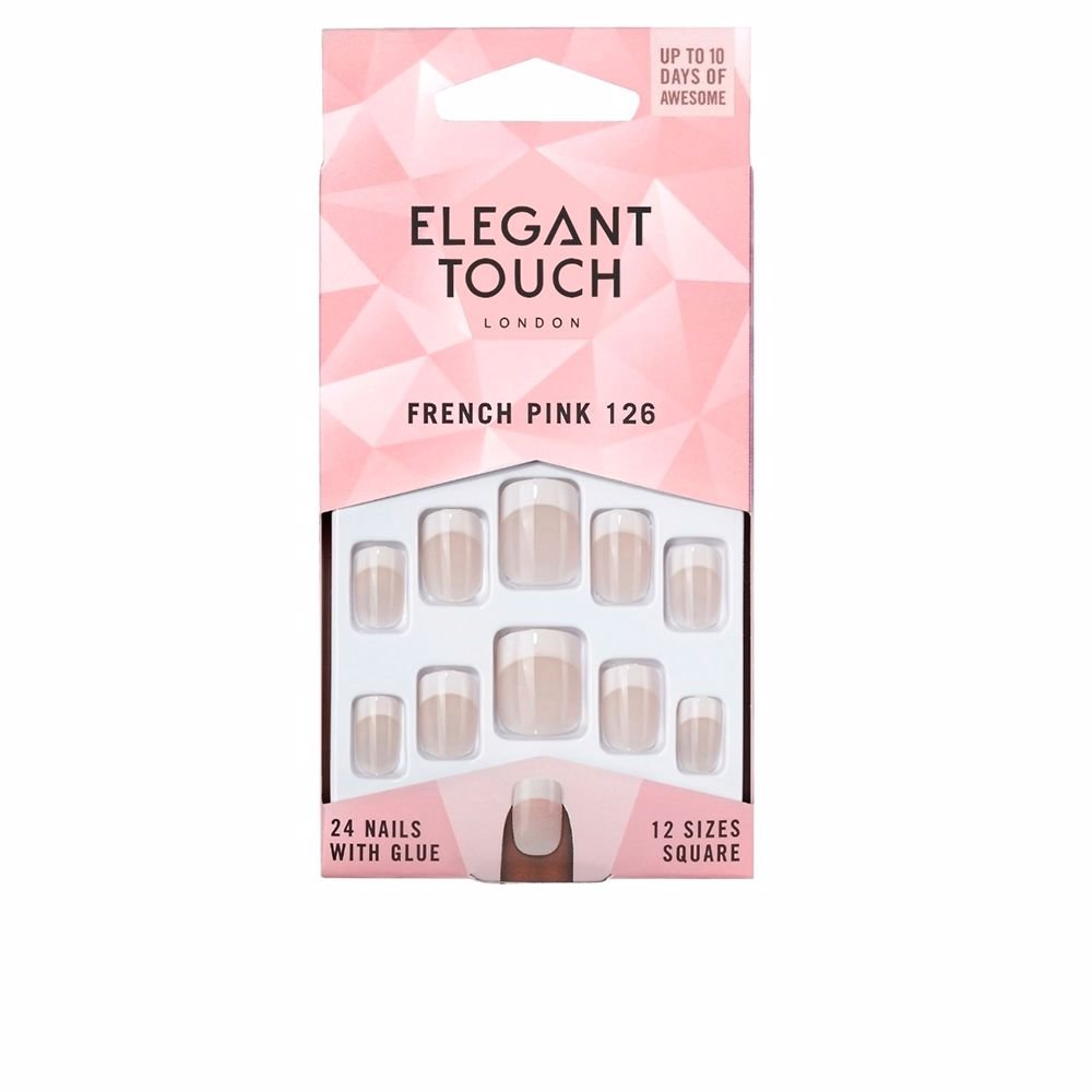 FRENCH pink nails with glue square 126-S 24 u - Cosmova