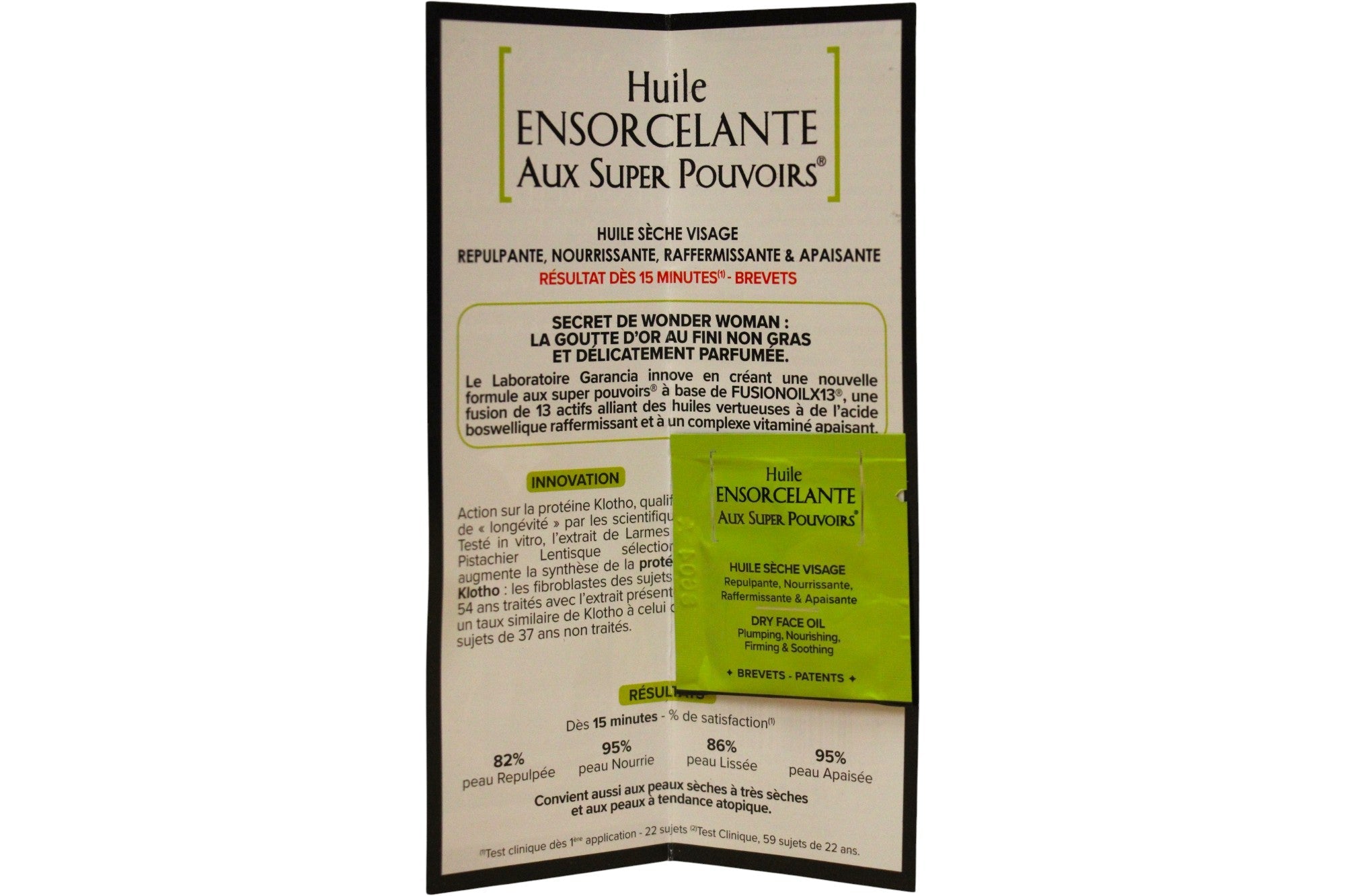 Garancia, Huile Ensorcelante Aux Super Pouvoirs, Estratti botanici, Lenitivo/Idratante & Nutriente, Giorno & Notte, Olio, Per viso e corpo, 1 ml *Campione - Cosmova