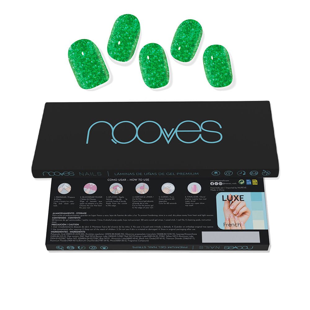 GEL NAIL SHEETS jade glitter glam glitter green 20 u - Cosmova