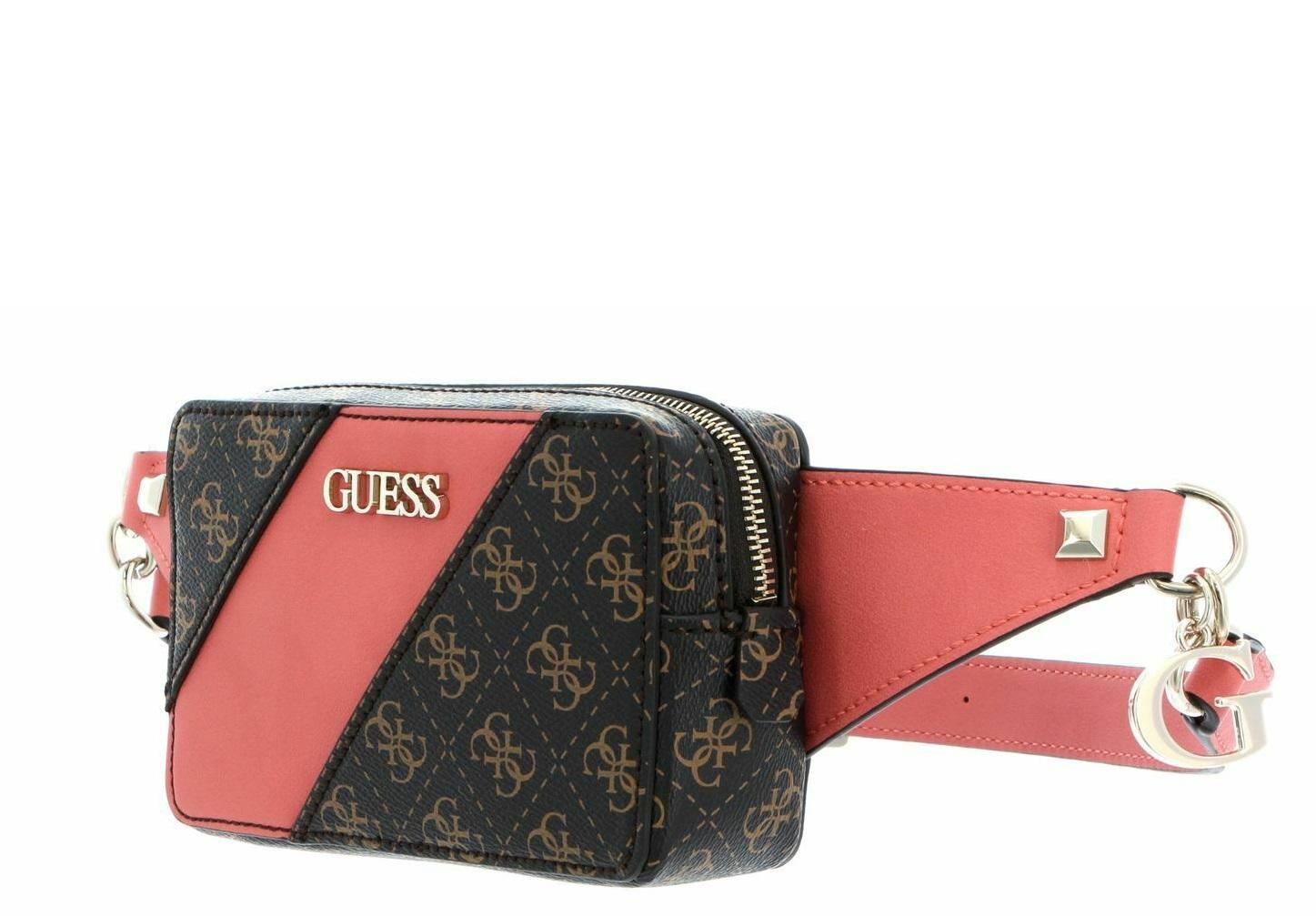 Guess, Camy, Marsupio in tessuto, Logo 4G, Corallo/Marrone, Per le donne - Cosmova
