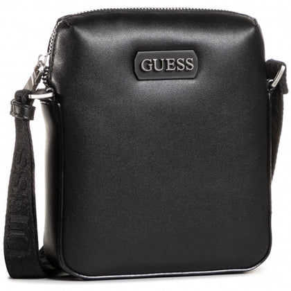 Guess, Dan, Portadocumenti, Borsa a tracolla in pelle, Nero, Mini, Per uomini