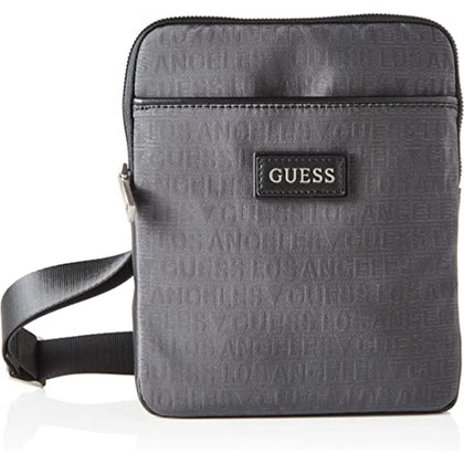 Devinez, Dan, Top piatto con zip, Borsa a tracolla in tessuto, Grigio, 19 x 23 x 2,5 cm, Per uomini